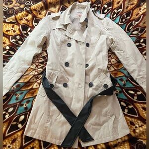 ONLY Women's Beige Trench Coat with Black Details